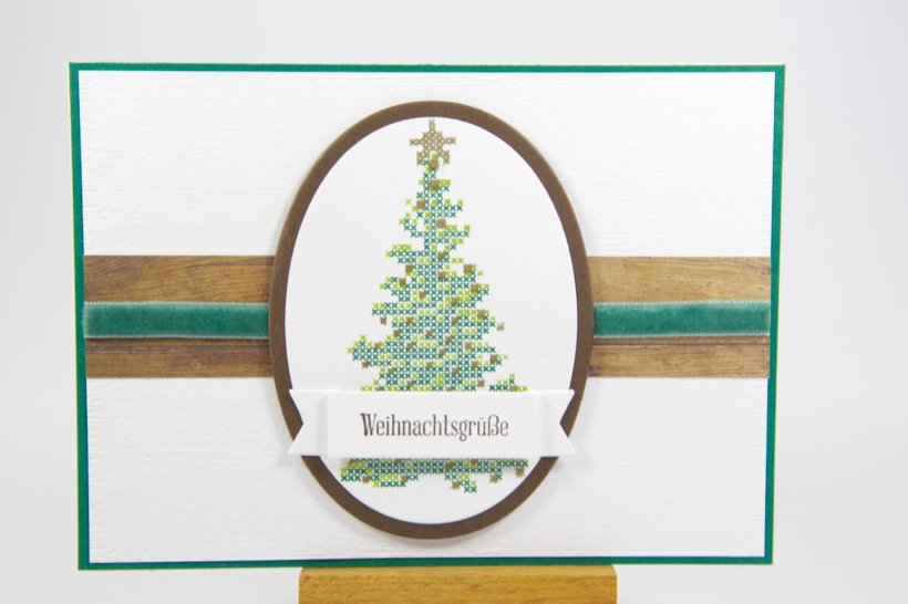 Weihnachtskarte mit besticktem Weihnachtsbaum mit Stampin' Up!